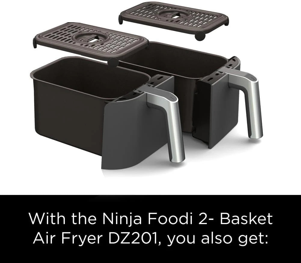 Ninja Foodi 10QT 6-in-1 DualZone Smart XL Air Fryer, 2 Independent 5QT Baskets, Smart Cook Thermometer, Match Cook, Smart Finish, Air Fry, Roast, Bake, Dehydrate, Reheat, Grey, DZ550