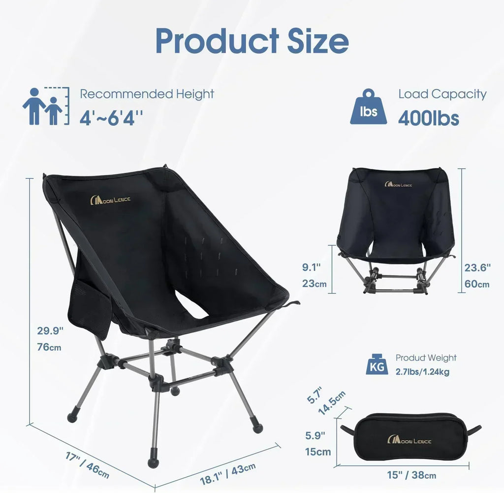 Portable Camping Chair Plus Folding Chair for Backpacking and Hiking