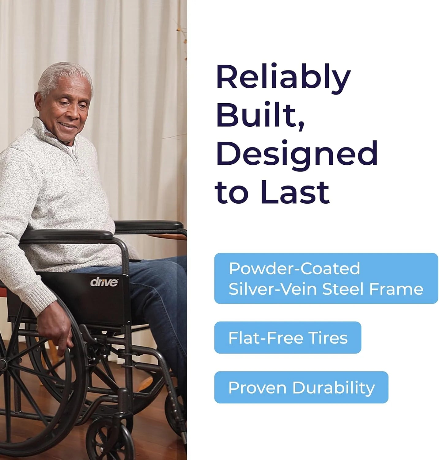 Drive Medical Silver Sport 1 Folding Transport Wheelchair - Lightweight Mobility Support