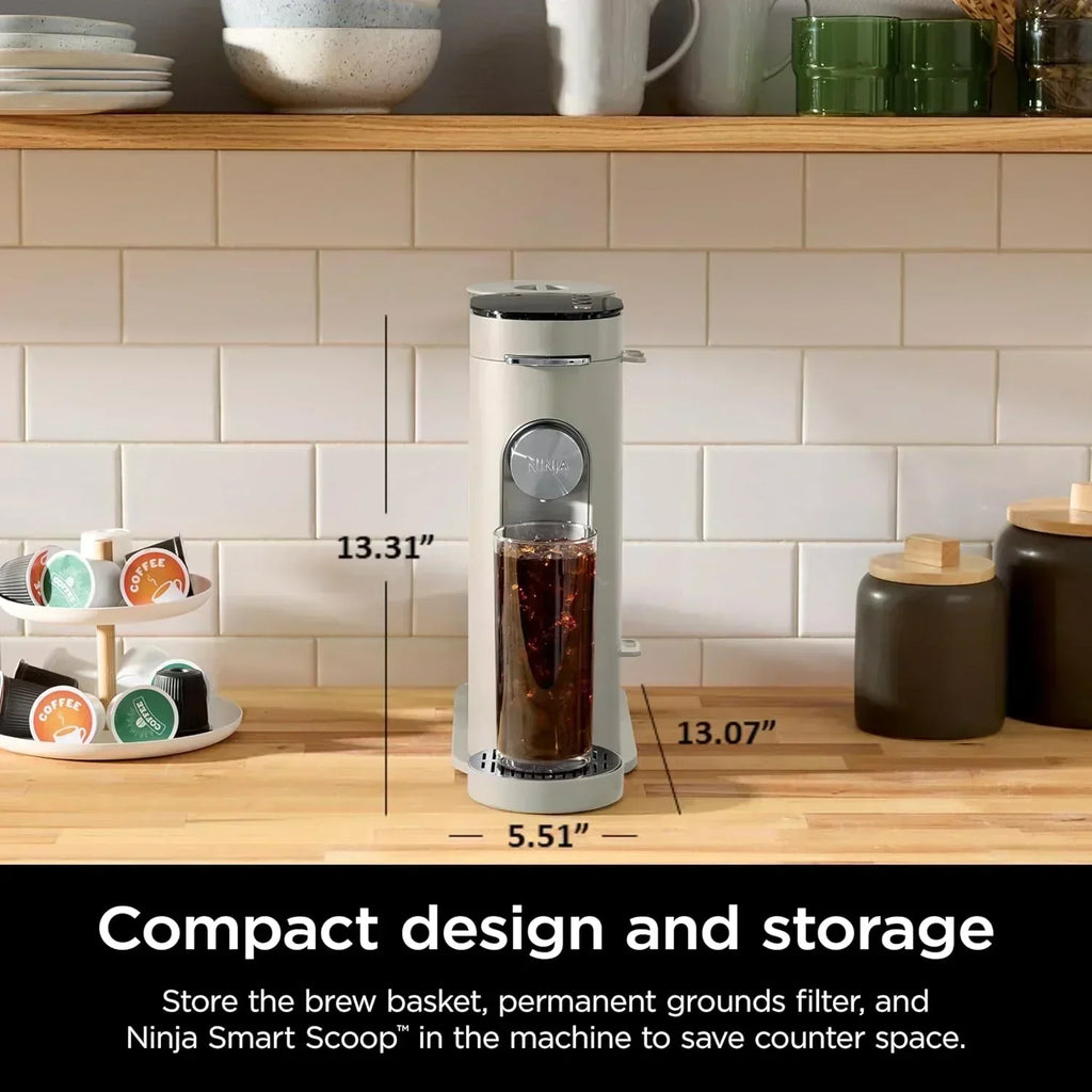 Ninja Pods Grounds Single-Serve Coffee Maker K-Cup Pod Compatible Brews Grounds Compact Design