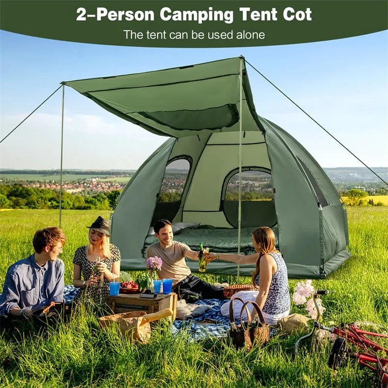 5-in-1 Tent Cot 2-Person Portable Outdoor Camping Tent Combo with Air Mattress Sleeping Bag