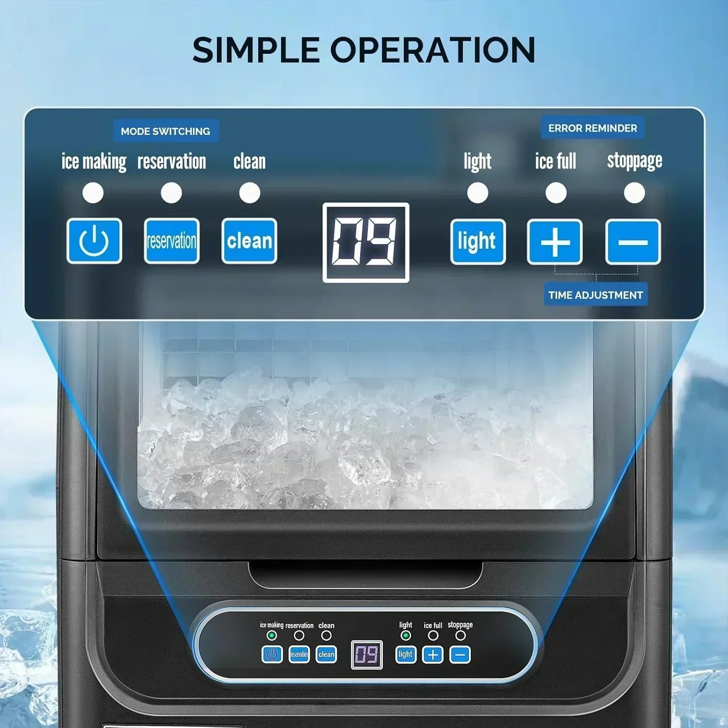 VINGLI Commercial Ice Maker Machine 90lbs/24H Plastic Under Counter Ice Maker 11lbs Storage