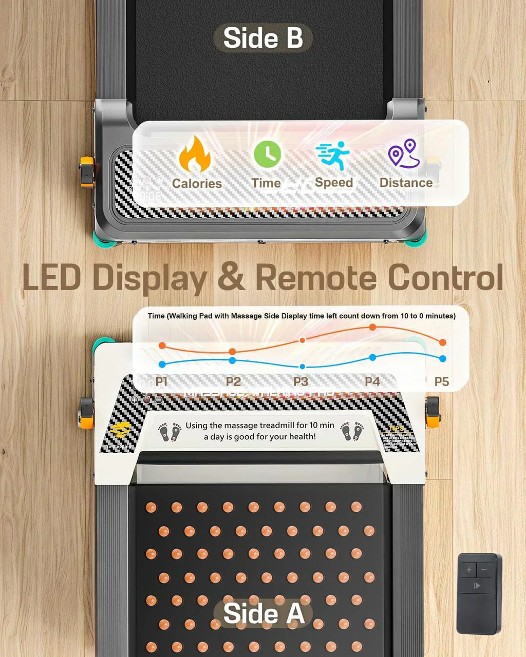 Akluer Inclined Home Treadmill 2.5 HP Small Under-Desk Treadmill Remote Control LED Display