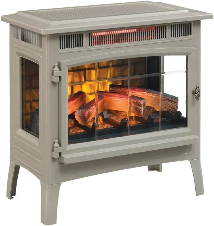 Freestanding Electric Fireplace Stove Heater with 3D Flame Effect for 1000 Sq. Ft