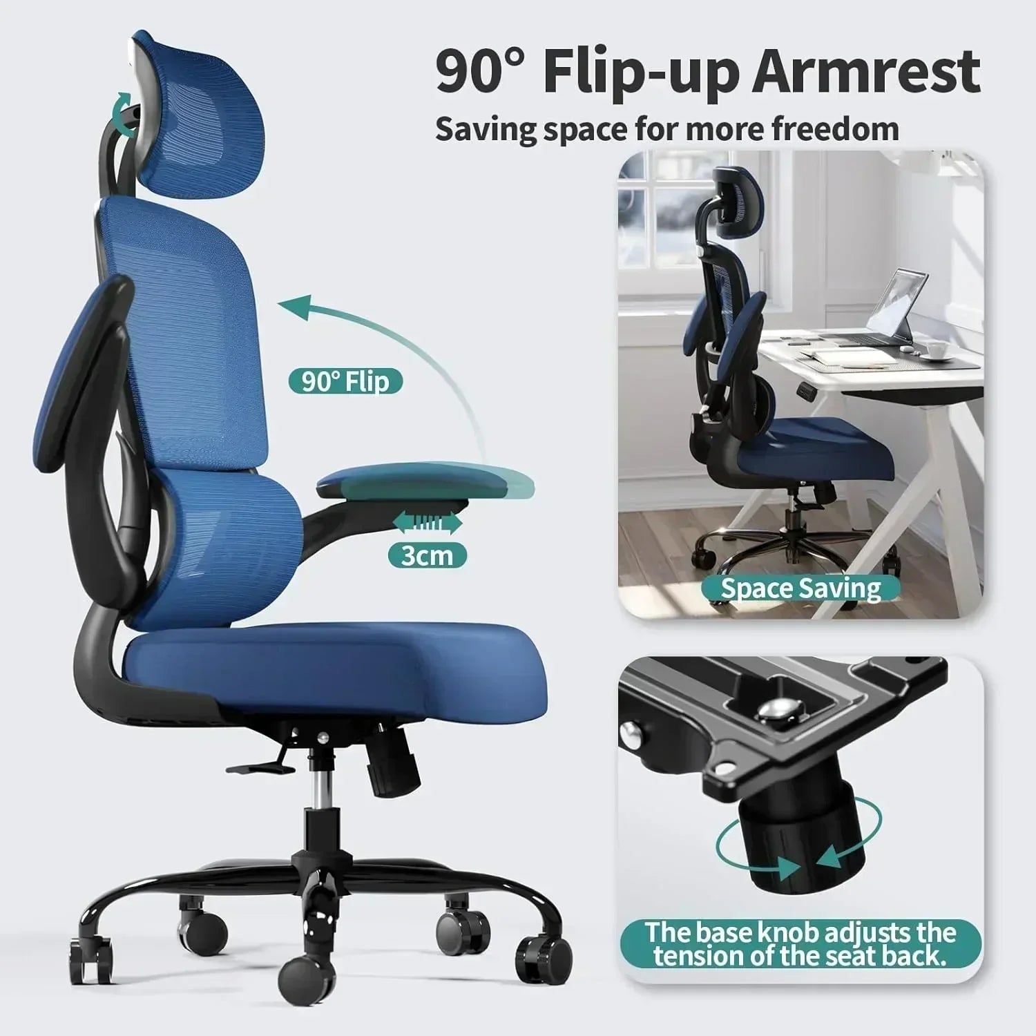 Office Chair Ergonomic Desk Chair 330 lbs Home Mesh Desk Chair Comfortable Gaming Chair