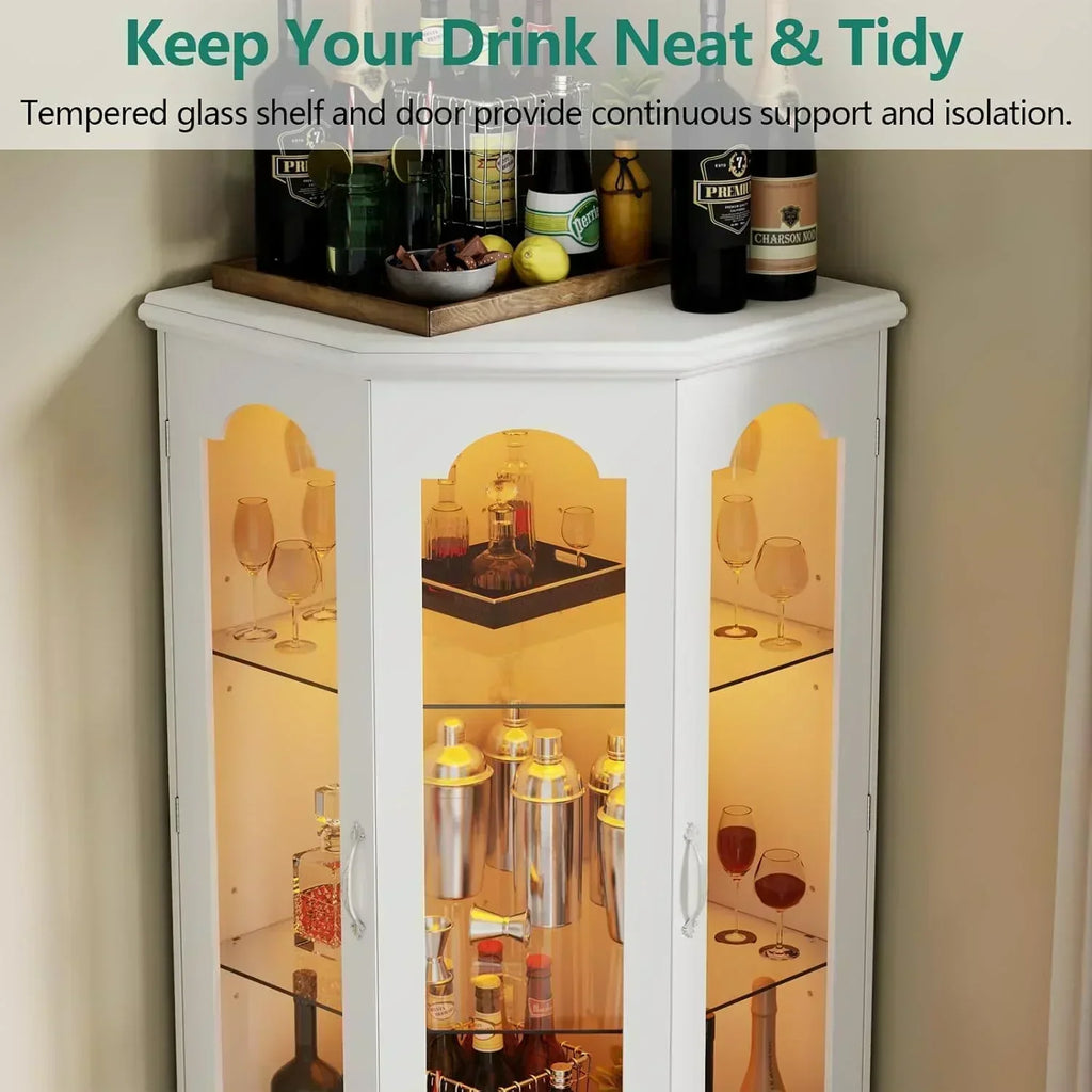 Corner wine cabinet with LED lights tall modern wine cabinet home bar wine storage cabinet