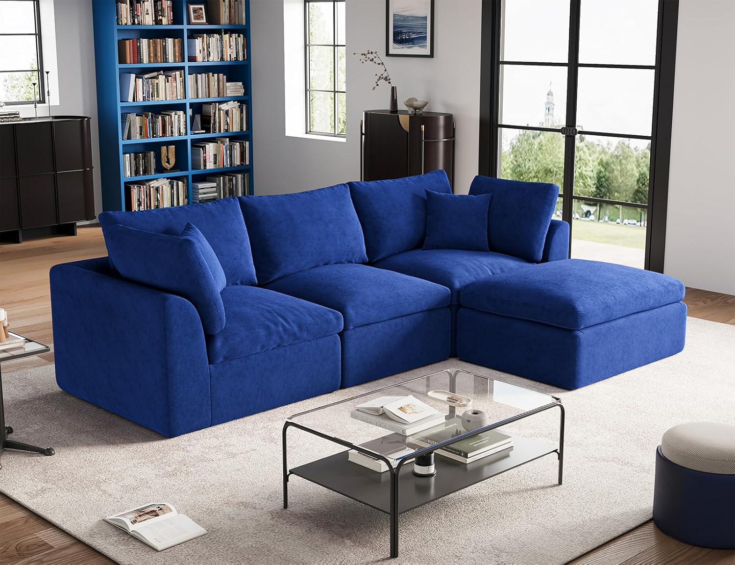 110 inch cloud sectional sofa for living room convertible L-shaped sofa 3 seater sectional sofa