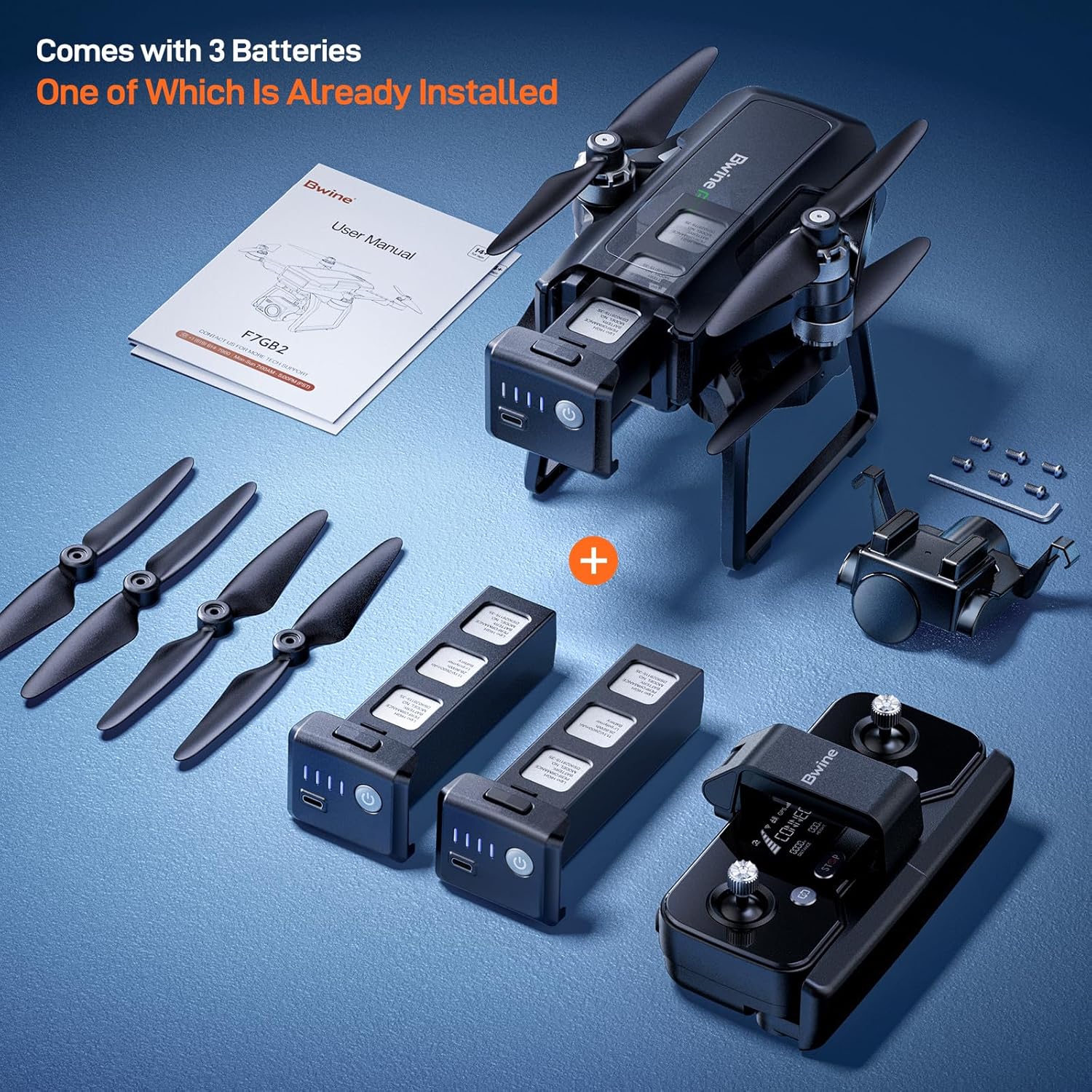 Adult-specific camera drone with 4K UHD aerial photography, 3-axis gimbal, 10,000-foot control, 3 batteries for 75 minutes of flight time, and GPS tracking