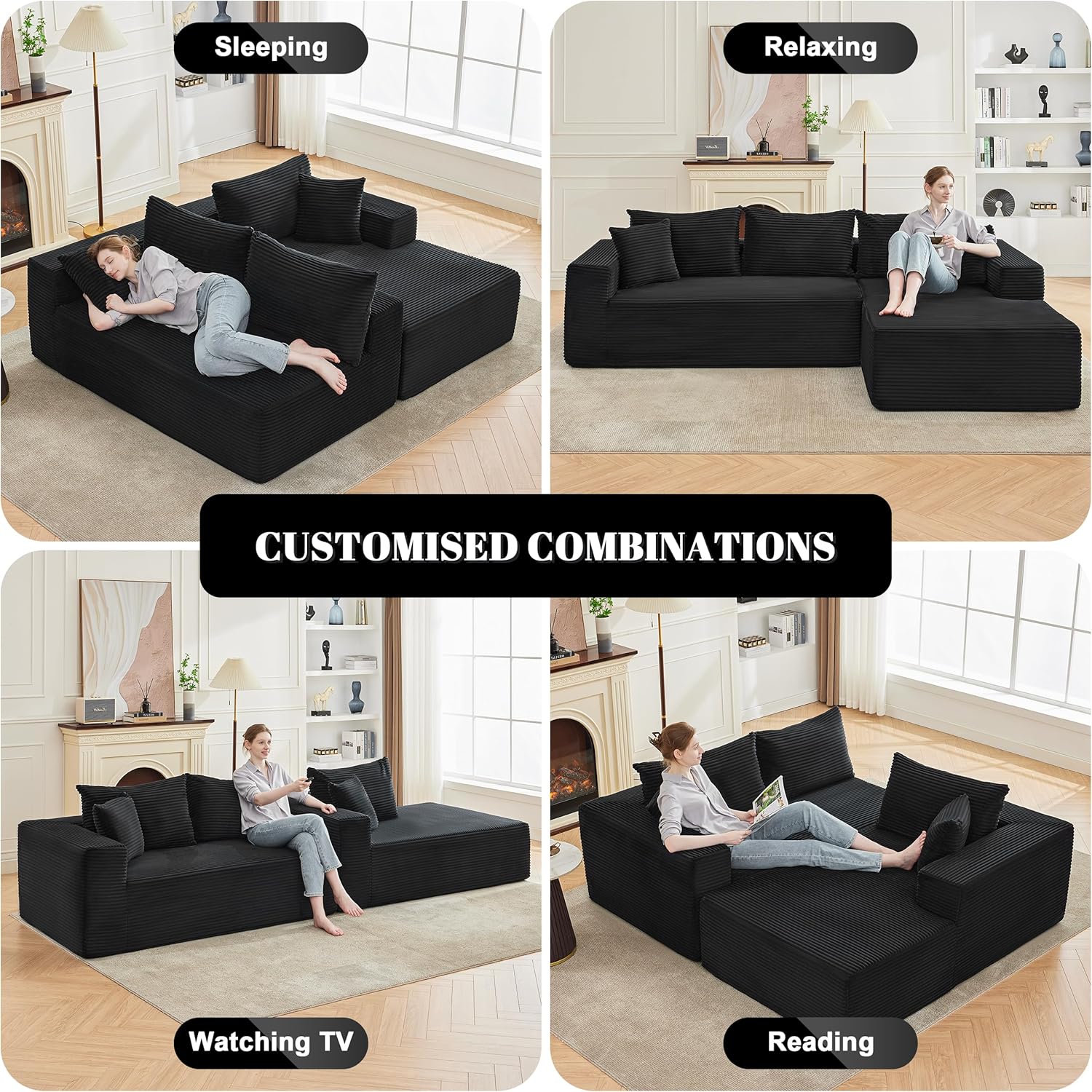 110-inch cloud sofa boneless sofa in the living room modular sofa with deep seats
