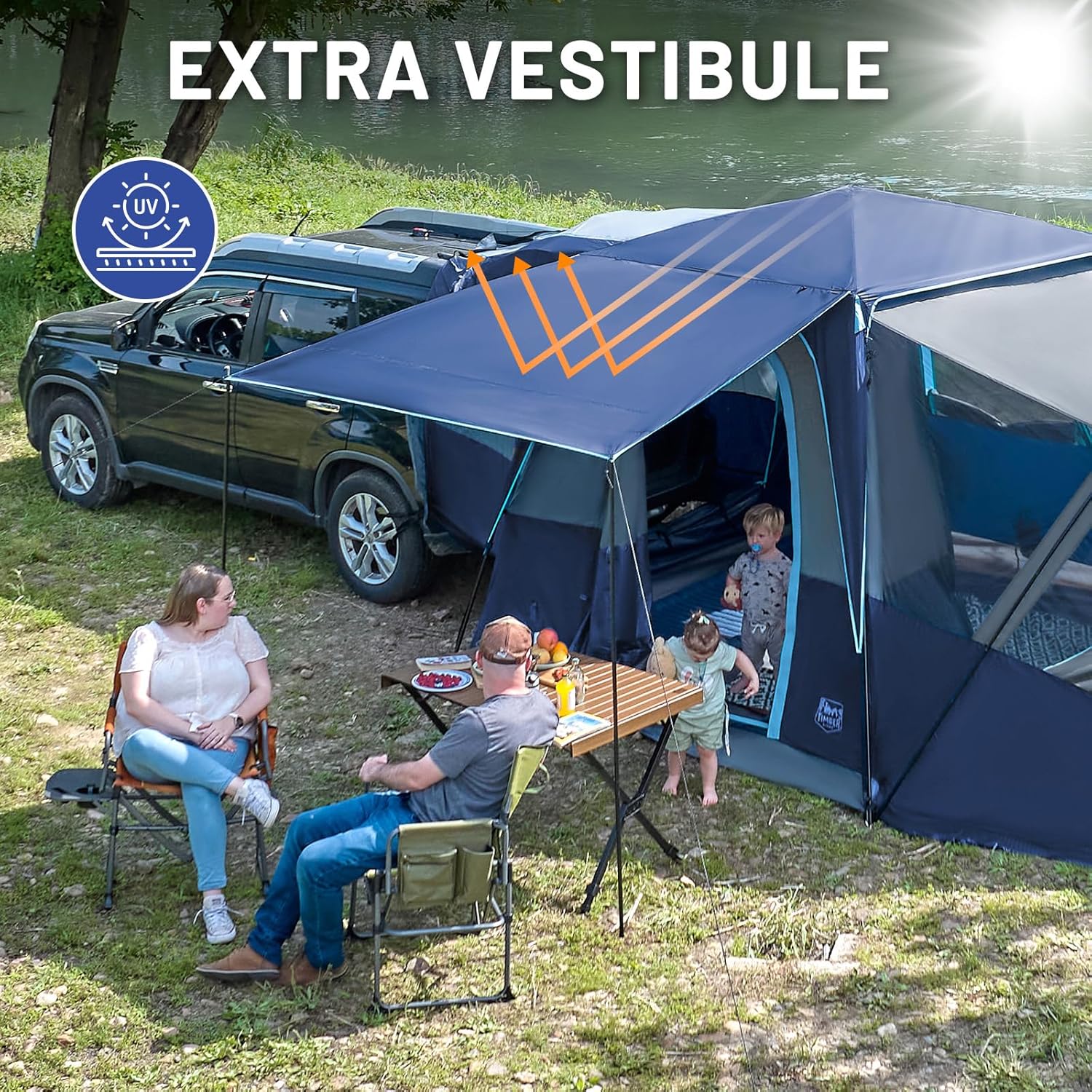 TIMBER RIDGE 5-9 Person SUV Tent with Screen Porch and Awning for Family Camping Weather Resistant