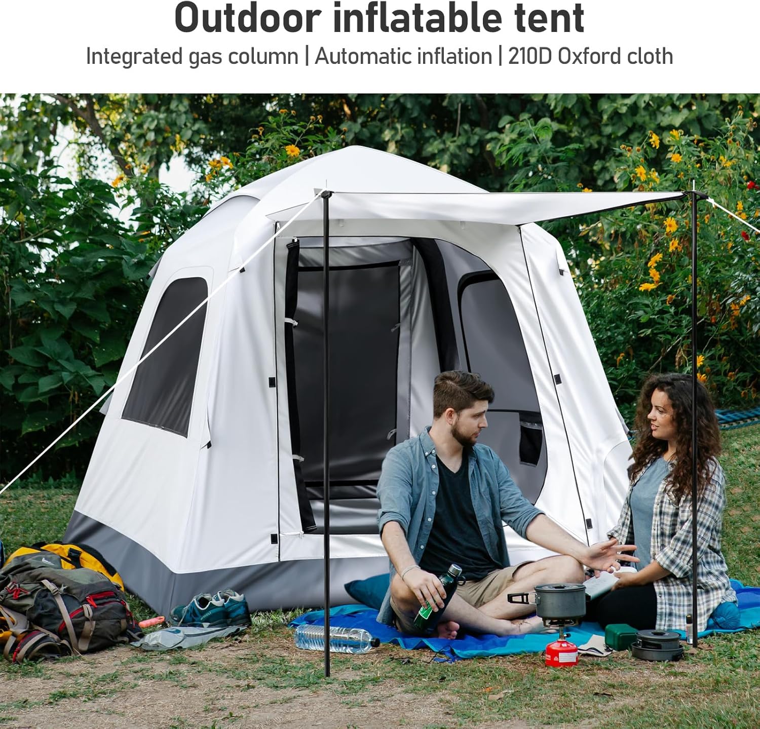 Automatic Inflatable Camping Tent��Easy Set up 3-4 Person Glamping Outdoor Air Blow Up Tents, Quick Setup Air Tent with a Built-in air Pump,Waterproof Inflatable House Tent for Adults