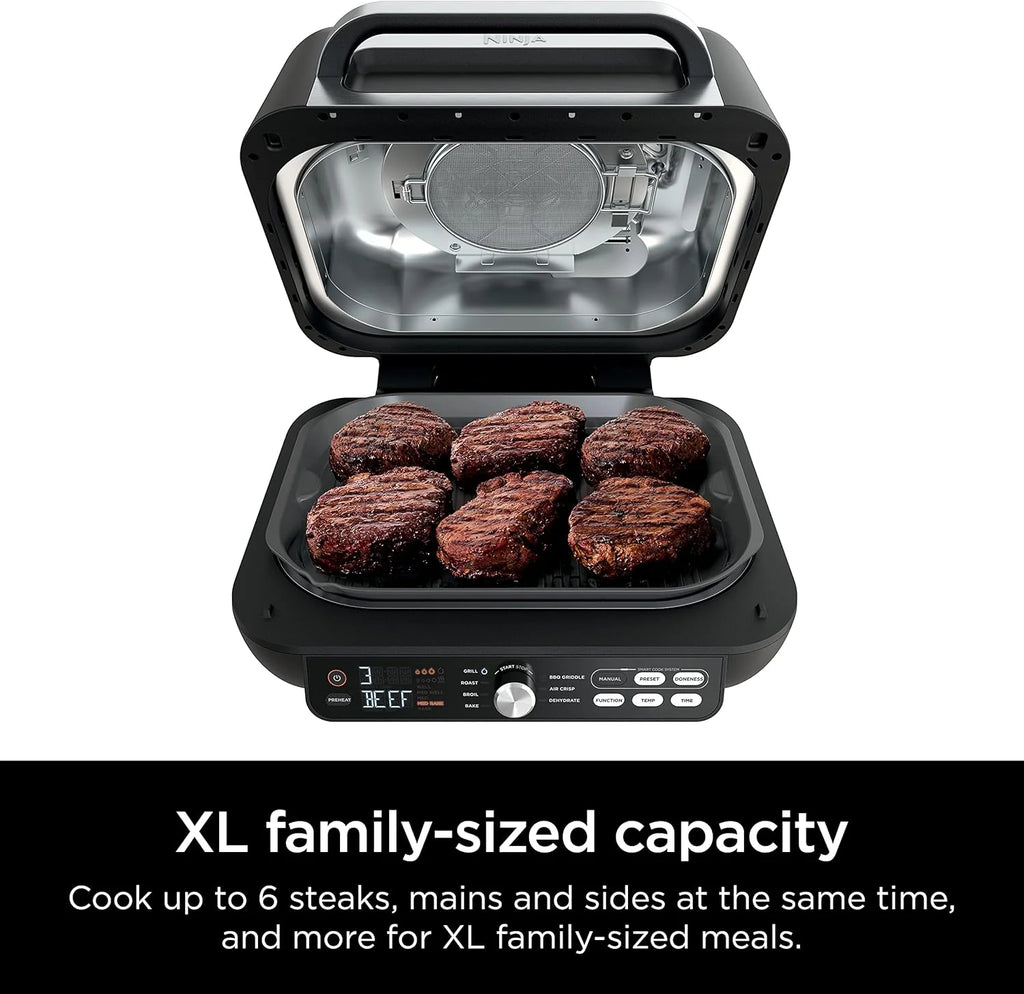 Ninja Foodi Smart XL 6-in-1 Indoor Grill with Air Fry, Bake, Roast, Broil, and Dehydrate, Smart Thermometer