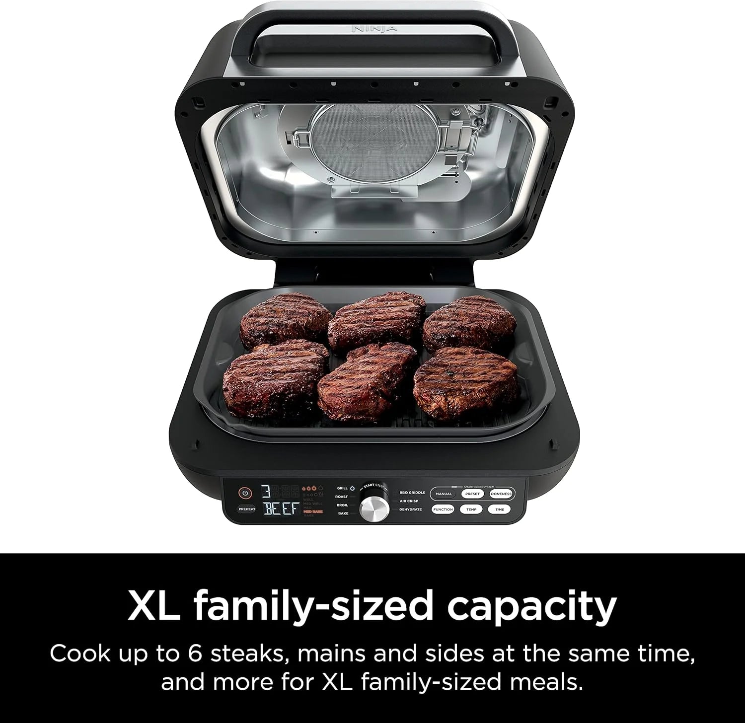 Ninja Foodi Smart XL 6-in-1 Indoor Grill with Air Fry, Bake, Roast, Broil, and Dehydrate, Smart Thermometer