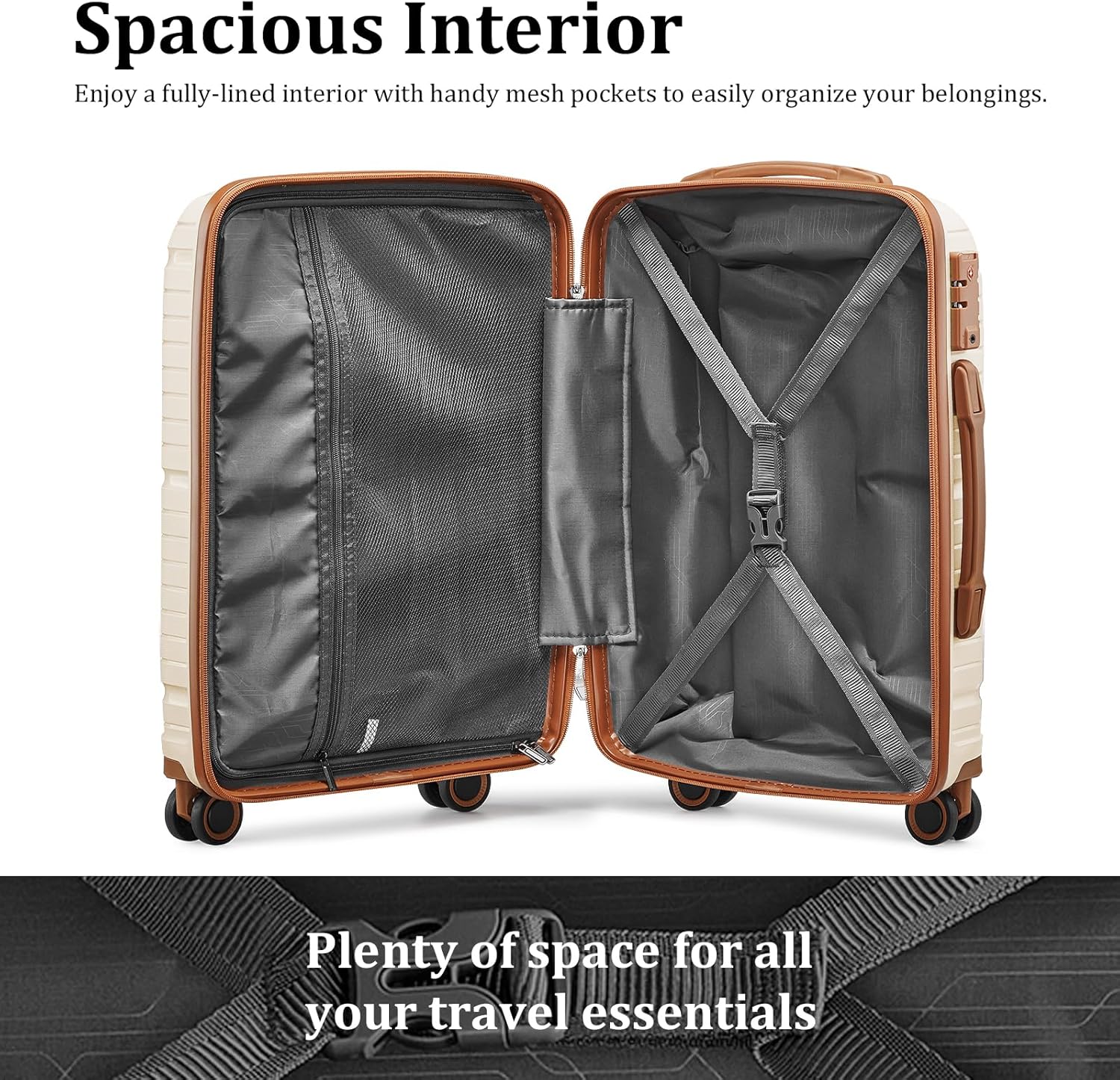 5-piece PP hardshell lightweight travel carry-on luggage set with dual spinner wheels