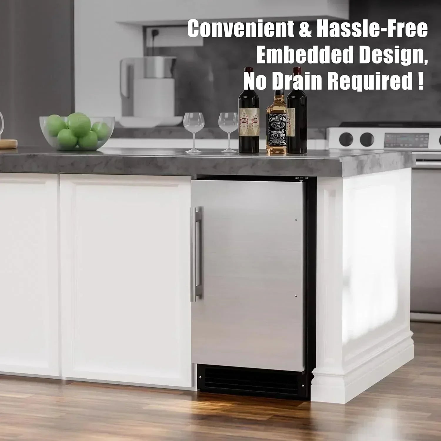COTLIN 15 W Drainless Under Counter Ice Maker 22 LBS Storage Bin Free Standing