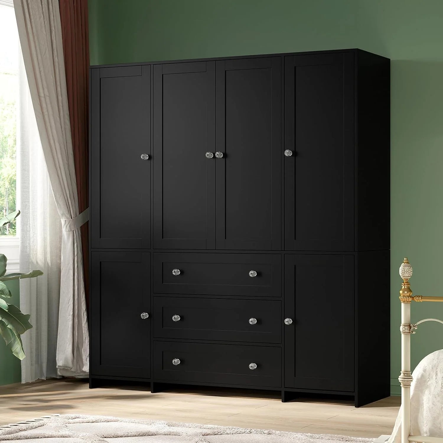 VOWNER Armoire Wardrobe Closet with Drawers and Mirror, 71 Clothing Storage Cabinet
