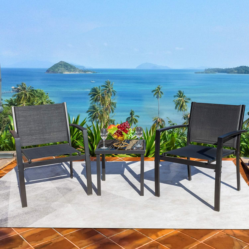 Homall Patio Dining Set 7 Pieces Outdoor Furniture Table and 6 Textilene Chairs Light Grey