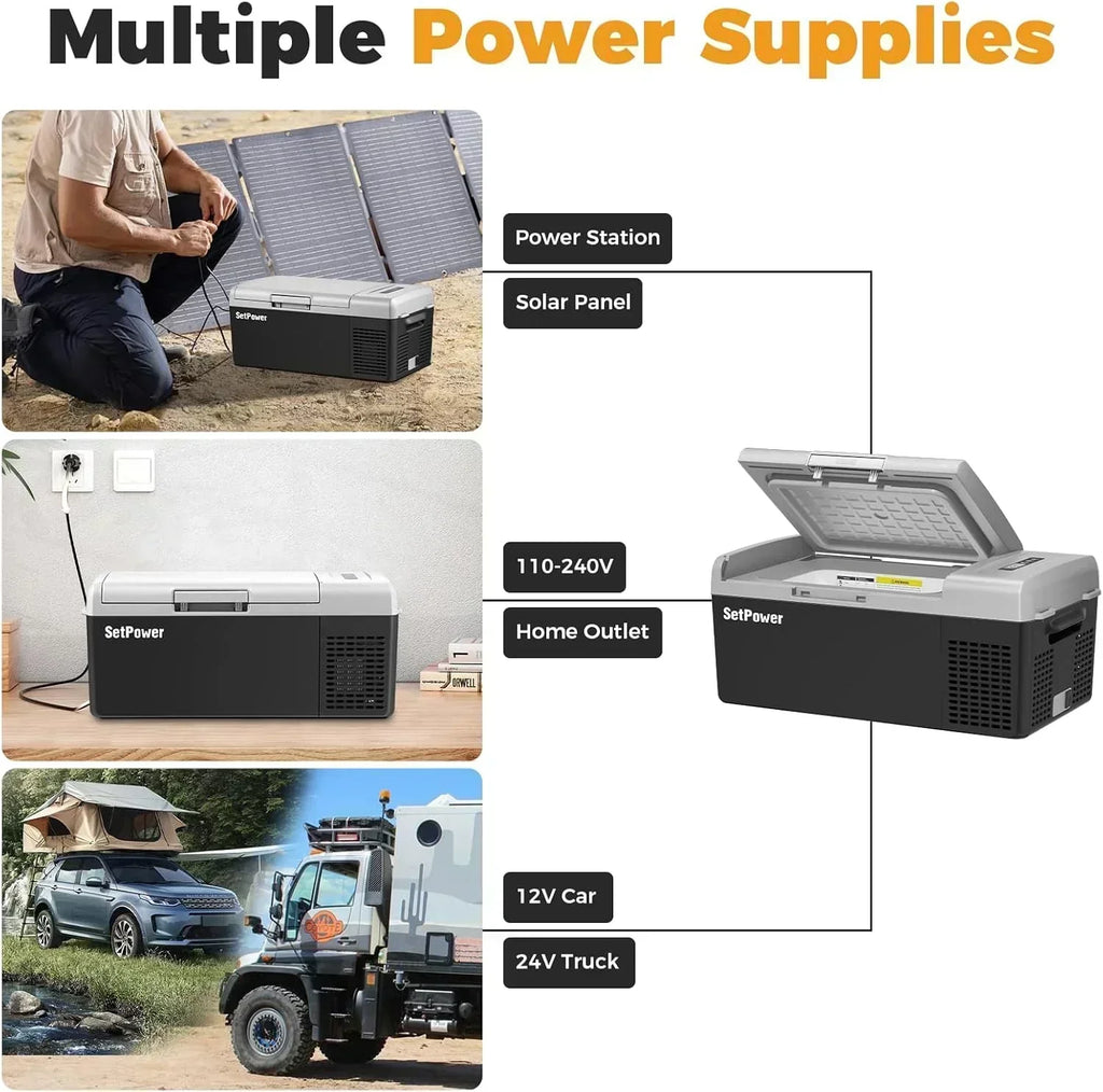 12V Refrigerator 21 Quart Portable Freezer 50 Hours Keep Cool Electric Cooler Car Refrigerator