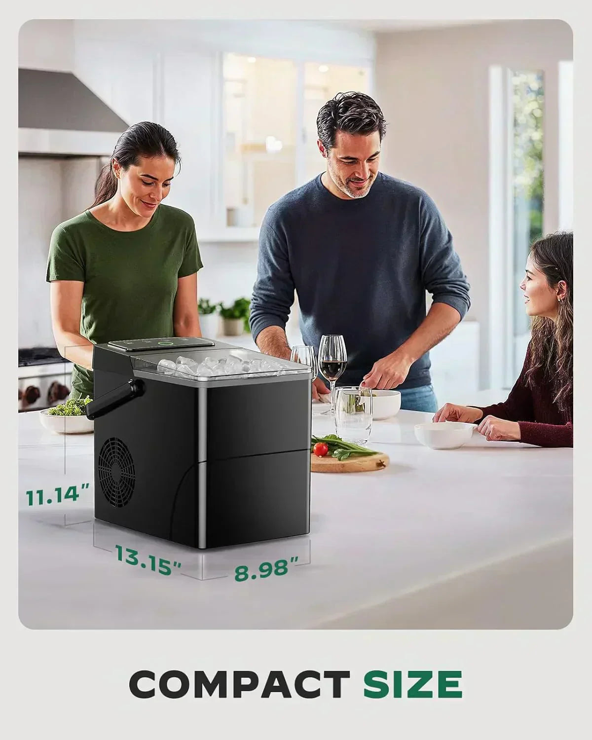 Silonn Countertop Ice Maker Expanding Ice Basket 9 Cubes Ice Basket Self-Cleaning Ice Maker