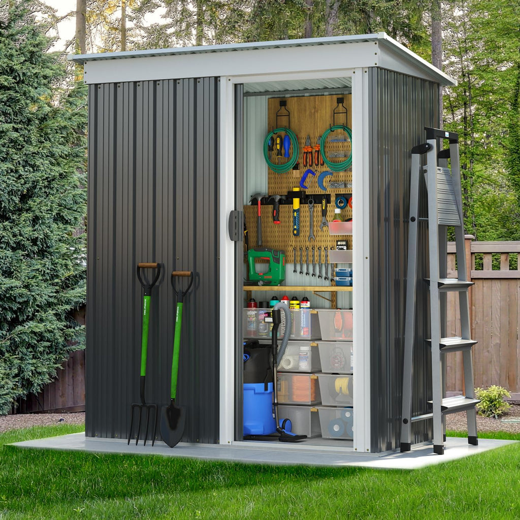 Aoxun 6.2x4ft Shed Outdoor Storage Shed with Lockable Door Metal Garden Tool Shed
