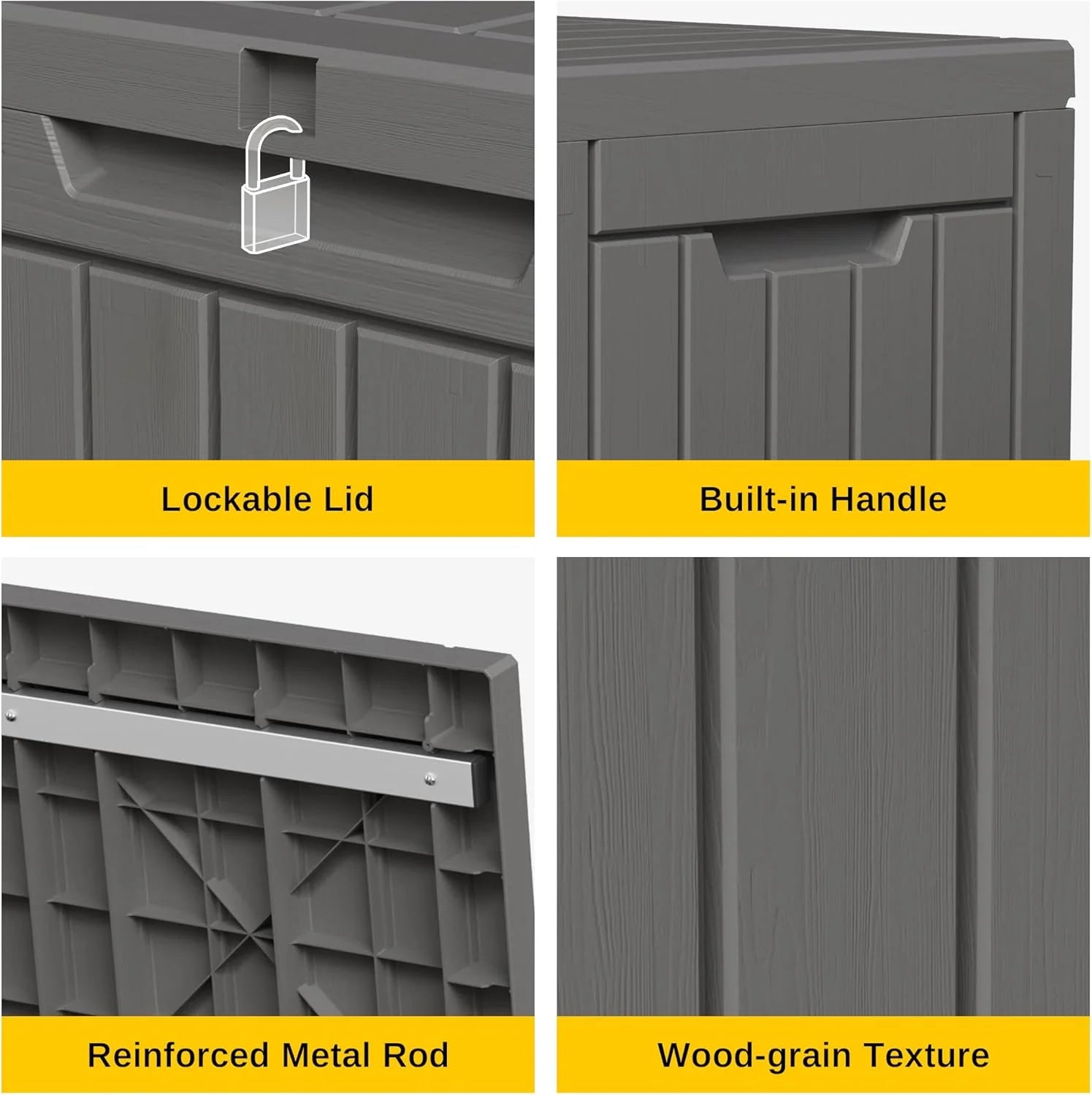 EAST OAK Outdoor Storage Box, 60 Gallon Deck Box Indoor and Outdoor Use, Waterproof Resin Storage Bin