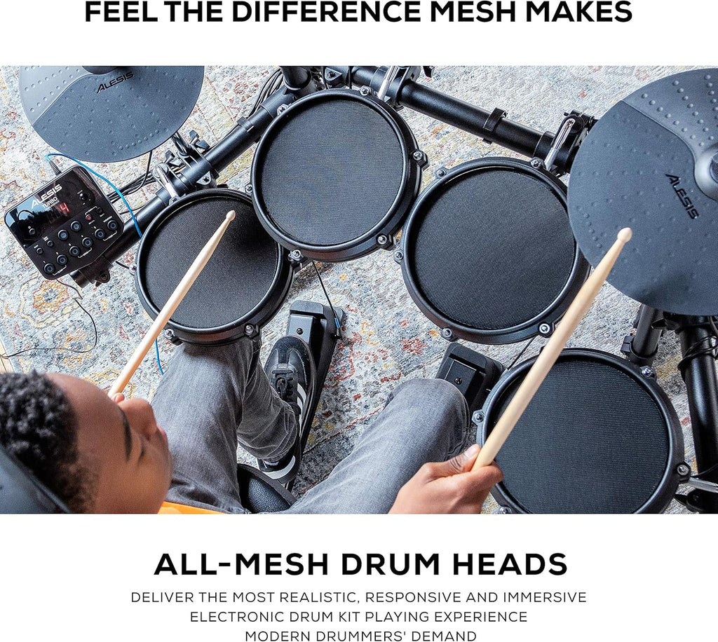Alesis Turbo Mesh Kit - Electric Drum Set with Over 100 Sounds Mesh Drum Pad