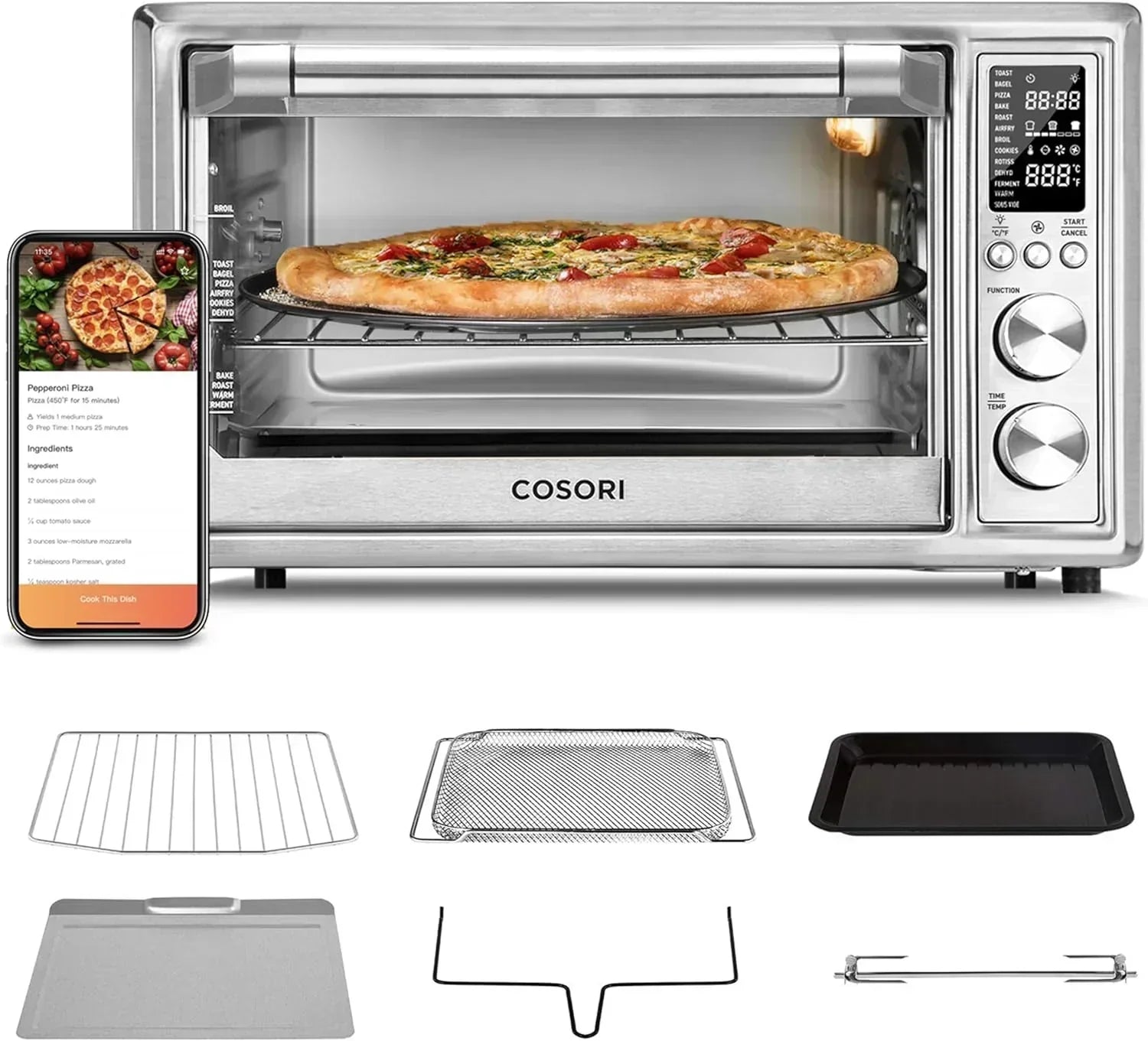Air Fryer Toaster Oven Combo 13-in-1 32Qt APP Voice Control Convection Oven Countertop