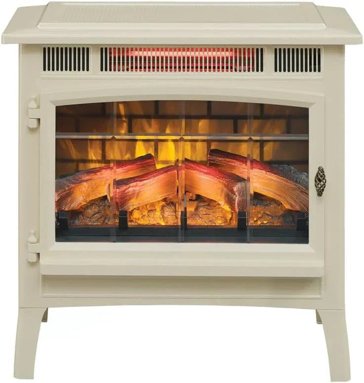 Freestanding Electric Fireplace Stove Heater with 3D Flame Effect for 1000 Sq. Ft