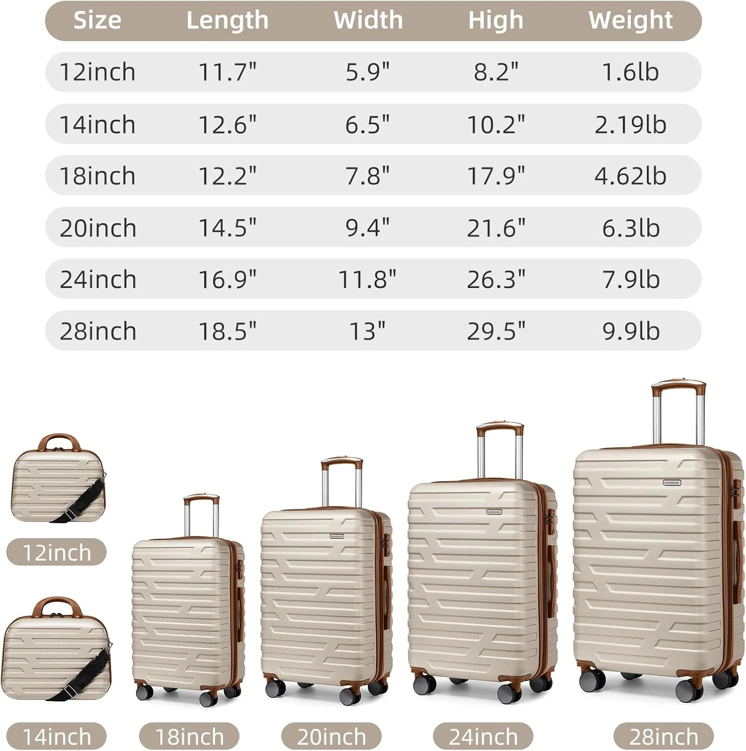 Luggage 6-piece hardshell expandable suitcase lightweight travel carry-on luggage set