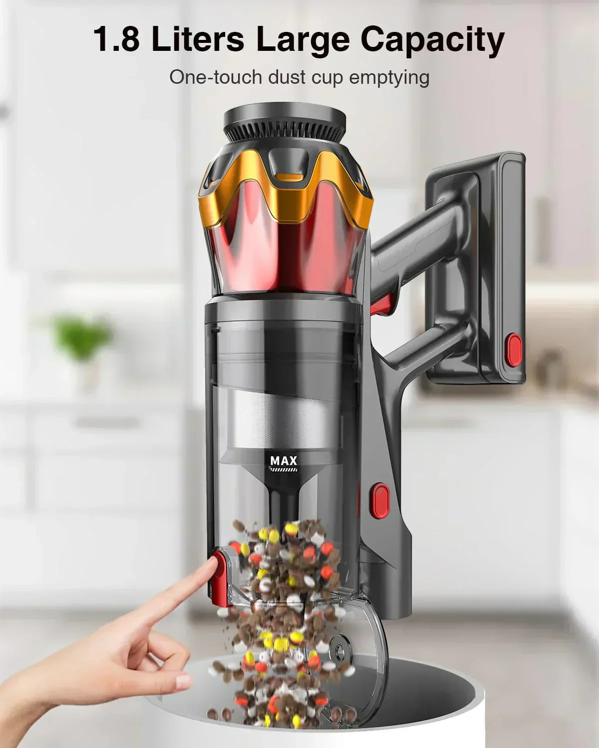 Cordless Vacuum Cleaner 580W 48KPA 65Mins Vacuum Cleaners for Home Self-Standing Stick Vacuum