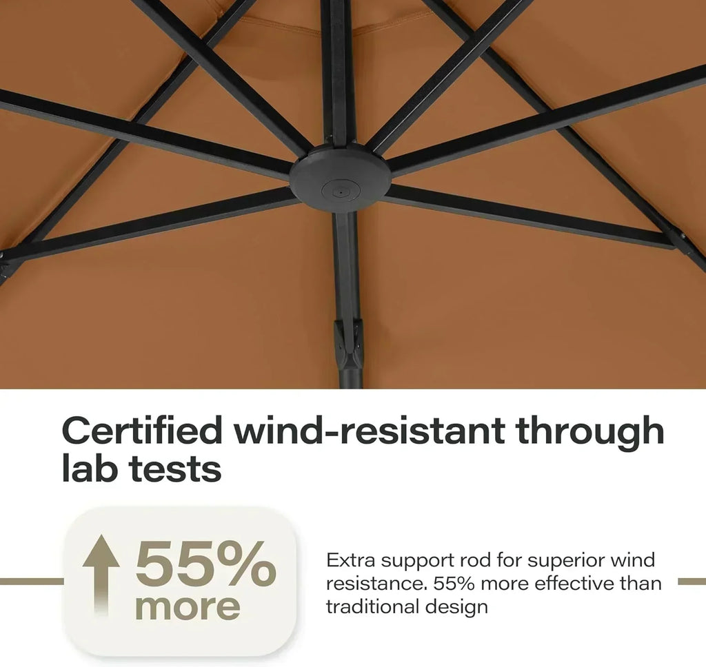 LAUSAINT HOME Outdoor Patio Umbrella with Base included 11 FT Deluxe Curvy Cantilever Umbrella