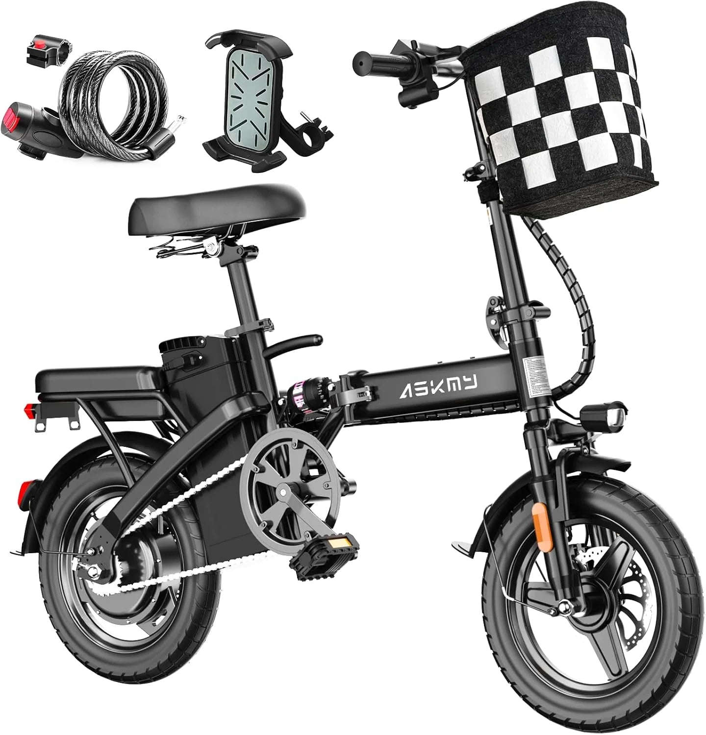 Foldable Electric Bike for Adults and Teens, 740W Peak Motor, 30-60 Miles PAS Range