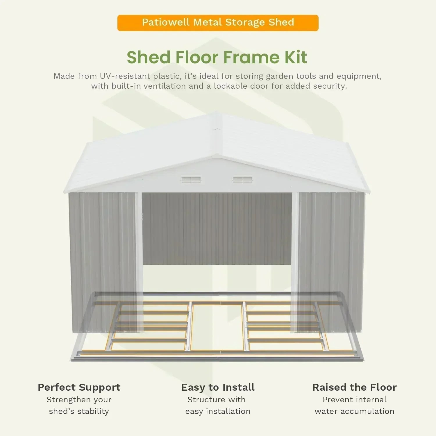 Patiowell 5x3 FT Outdoor Storage Shed Tool Shed with Sloping Roof and Lockable Door Metal Shed