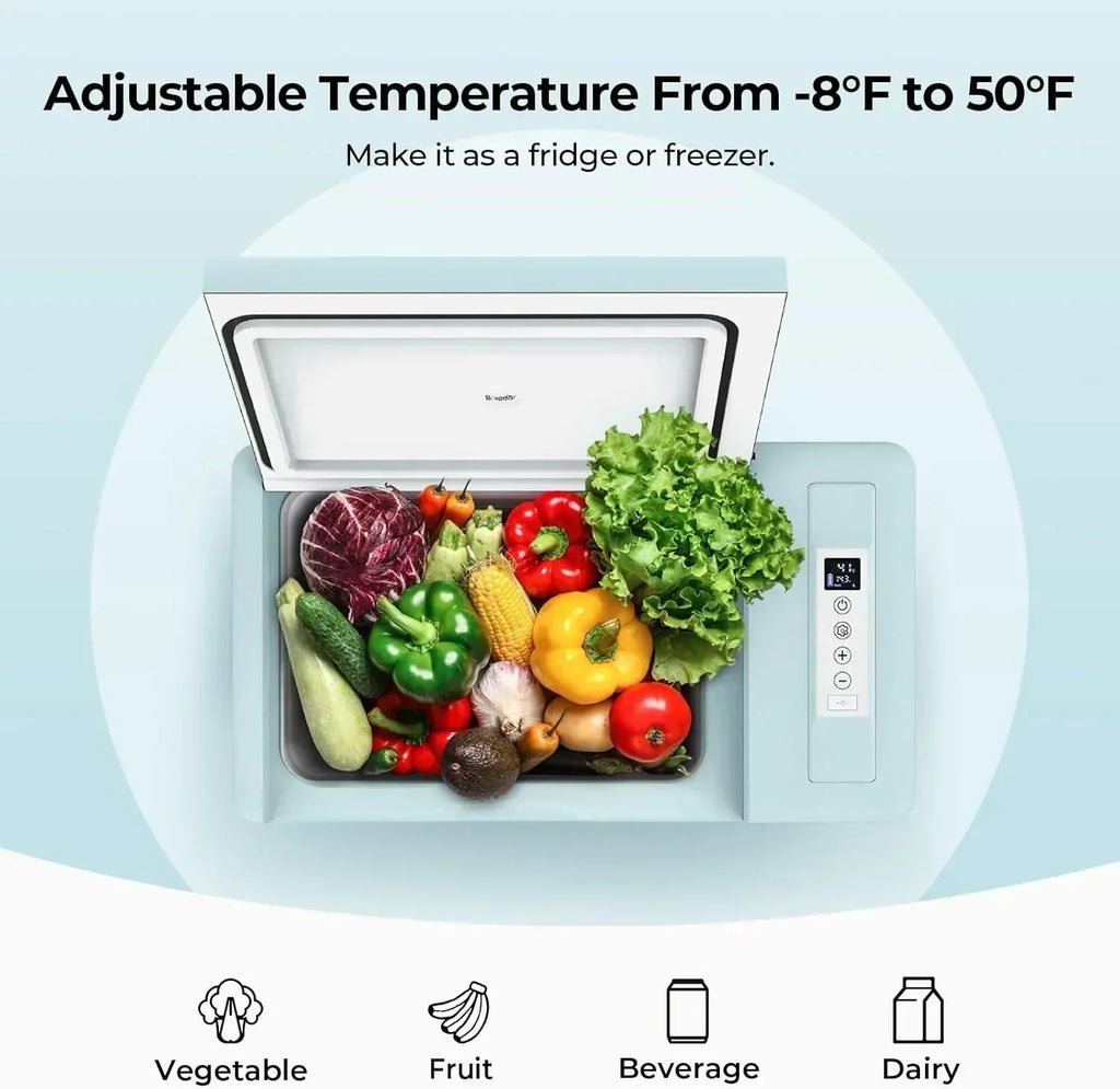 BougeRV 12 Volt Refrigerator 12V Car Fridge 23 Quart Portable Freezer Compressor Cooler