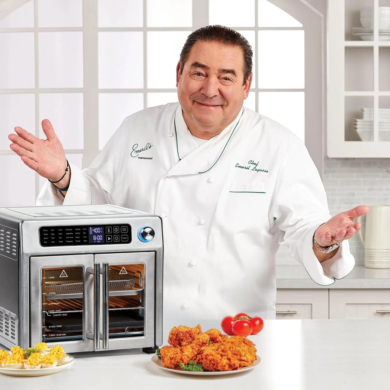 Extra Large French Door Air Fryer Toaster Oven Combo 24 Cooking Functions Digital Controls