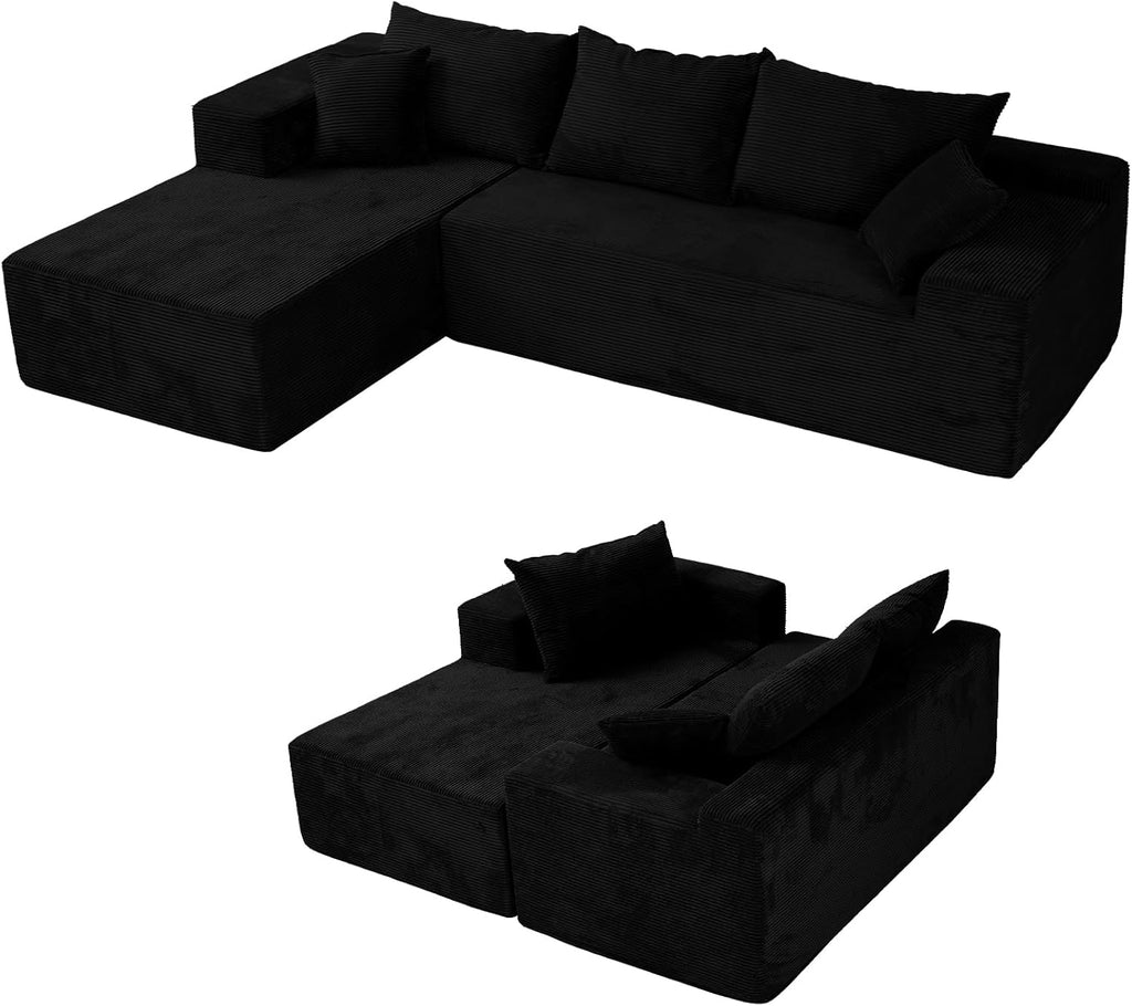 Cloud sofa with L-shaped lounge chair modern modular sofa with deep seats
