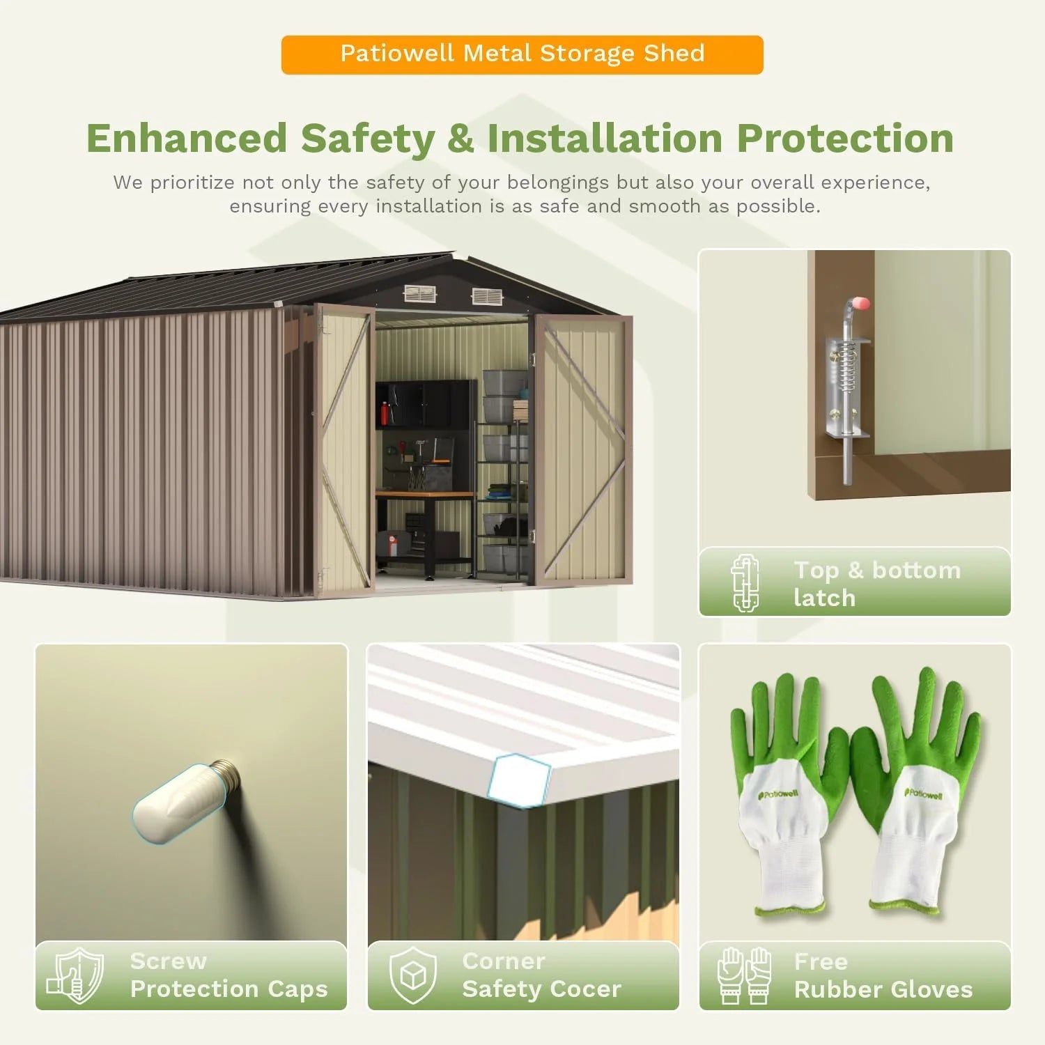 Patiowell 5x3 FT Outdoor Storage Shed Tool Shed with Sloping Roof and Lockable Door Metal Shed