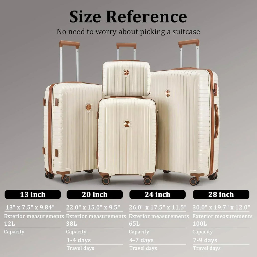 5-piece PP hardshell lightweight travel carry-on luggage set with dual spinner wheels