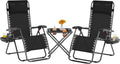 3PCS Zero Gravity Recliner Portable Outdoor Reclining Chair Set Side Table Lounge Chairs