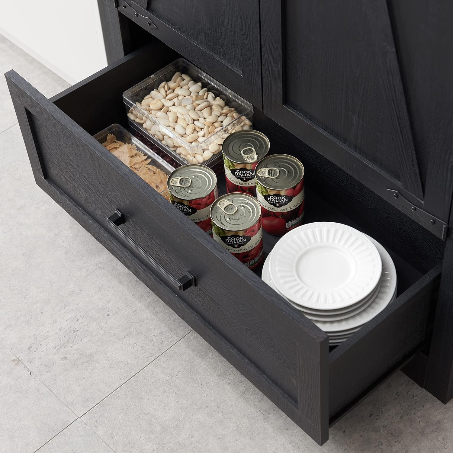 JXQTLINGMU Farmhouse Kitchen Pantry 72 Tall Wood Kitchen Storage Cabinet Adjustable Shelves