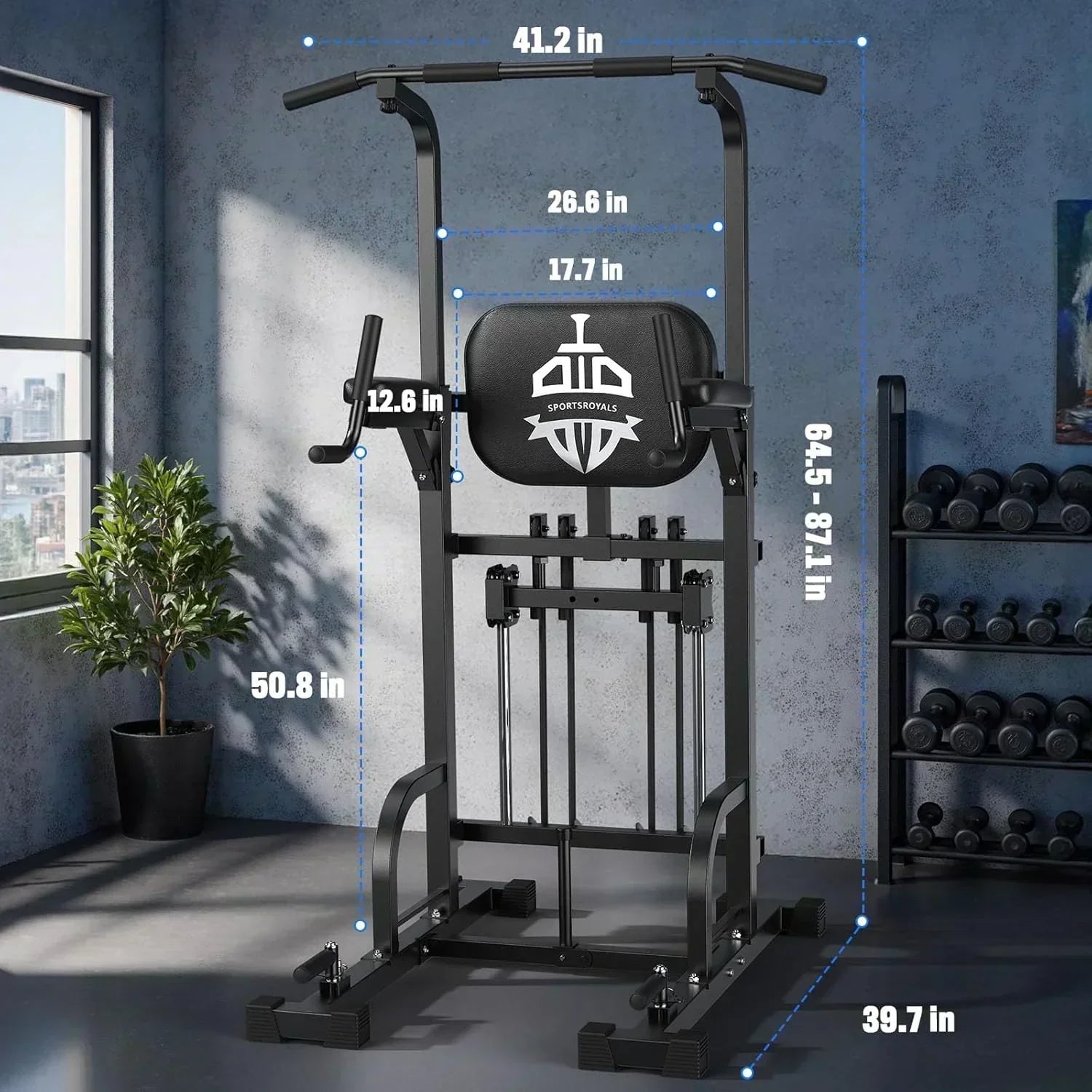 Sportsroyals Power Tower Pull Up Bar Station 450 lbs stable suspended immersion tilt station