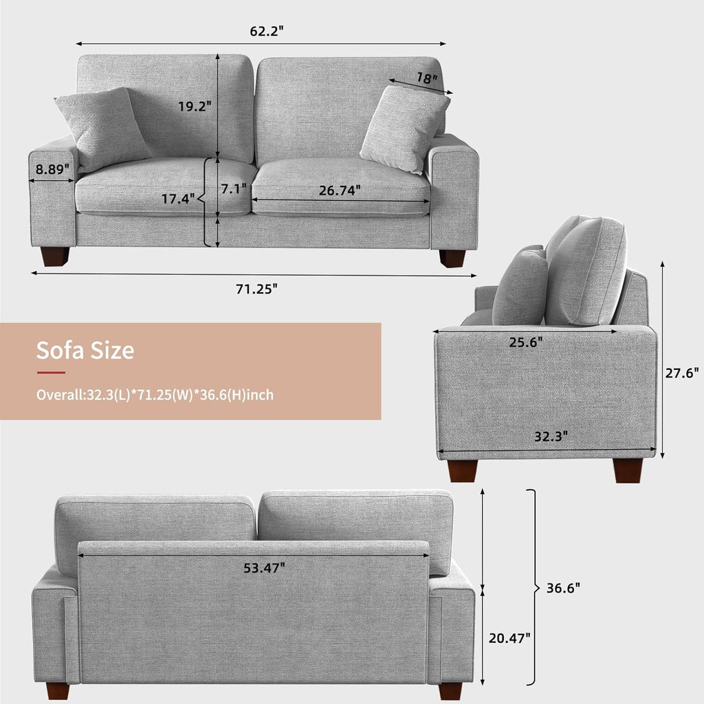 DOPEDIO living room double sofa chenille lounge chair removable solid wood frame