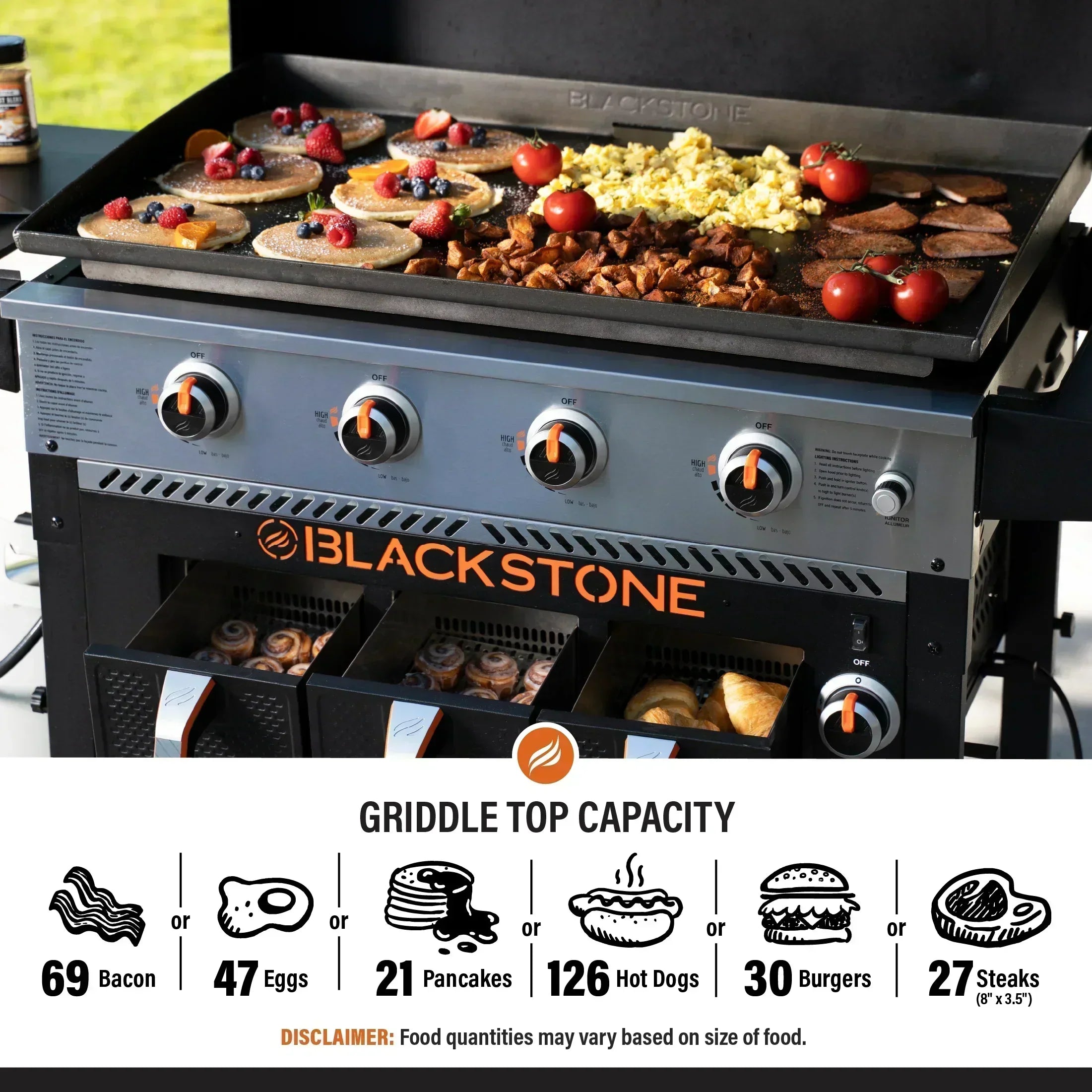 Blackstone 4-Burner 36 Propane Griddle with Air Fryer and Hood