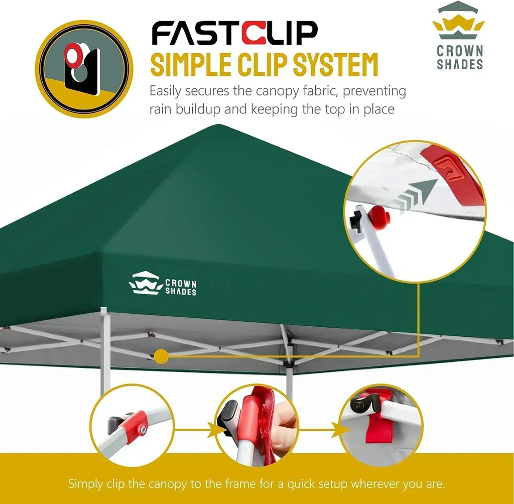 10x10 Pop-Up Awning One-Click Installation Beach Tent Outdoor Sunshade Silver Coated Top