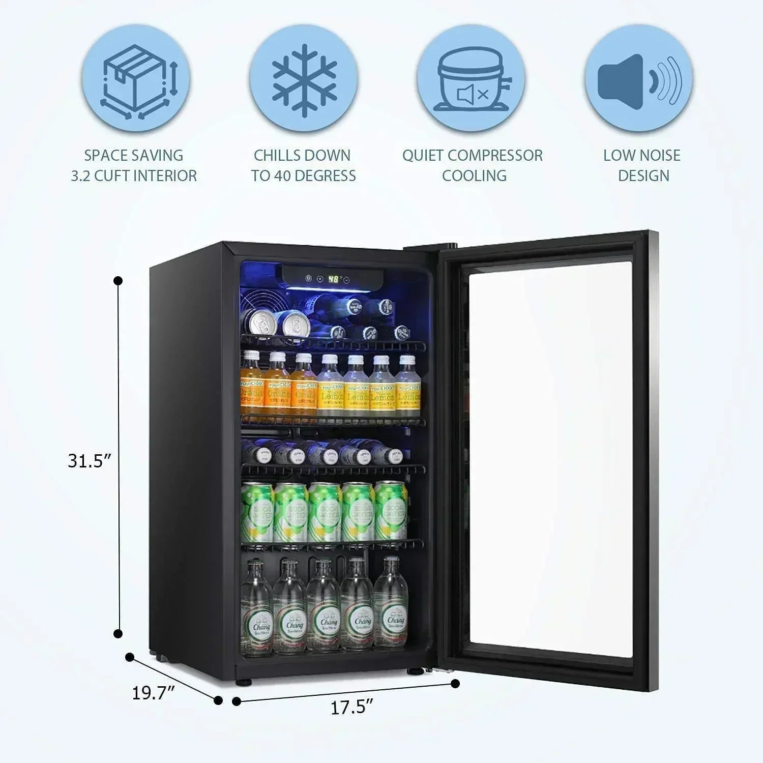 Antarctic Star Beverage Refrigerator Cooler 68 Can Mini Fridge with Glass Door for Beer Drinks Wine
