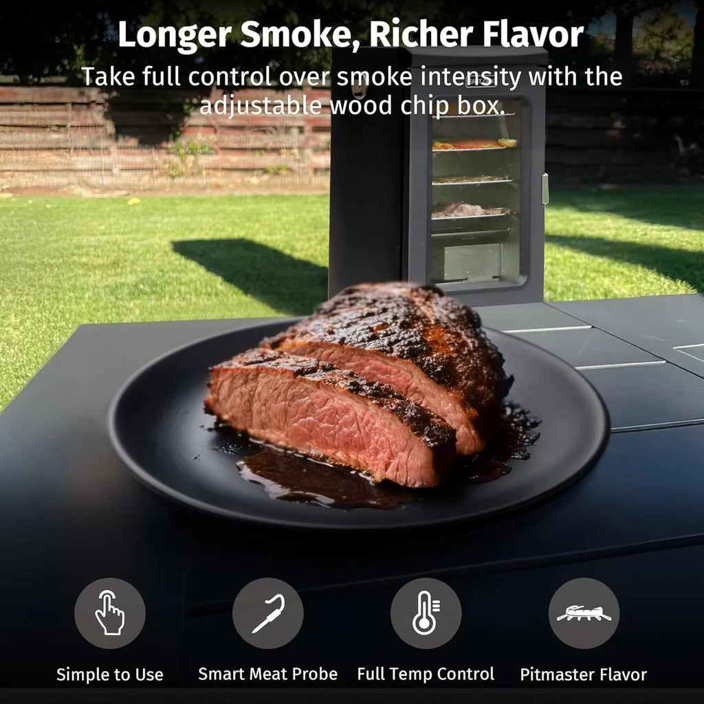EAST OAK 30 Outdoor Electric Smoker | Built-in meat probe, smokes up to 6 times longer in a single load, side loader for uninterrupted smoking