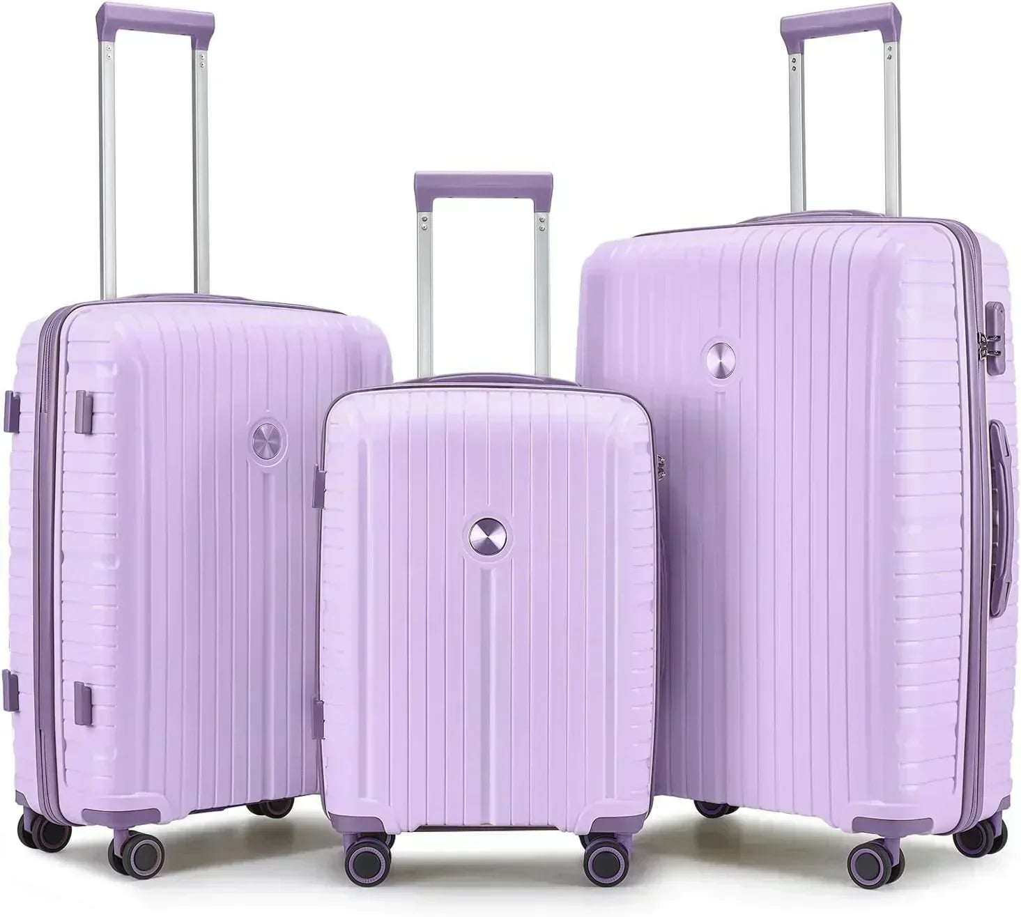 5-piece PP hardshell lightweight travel carry-on luggage set with dual spinner wheels