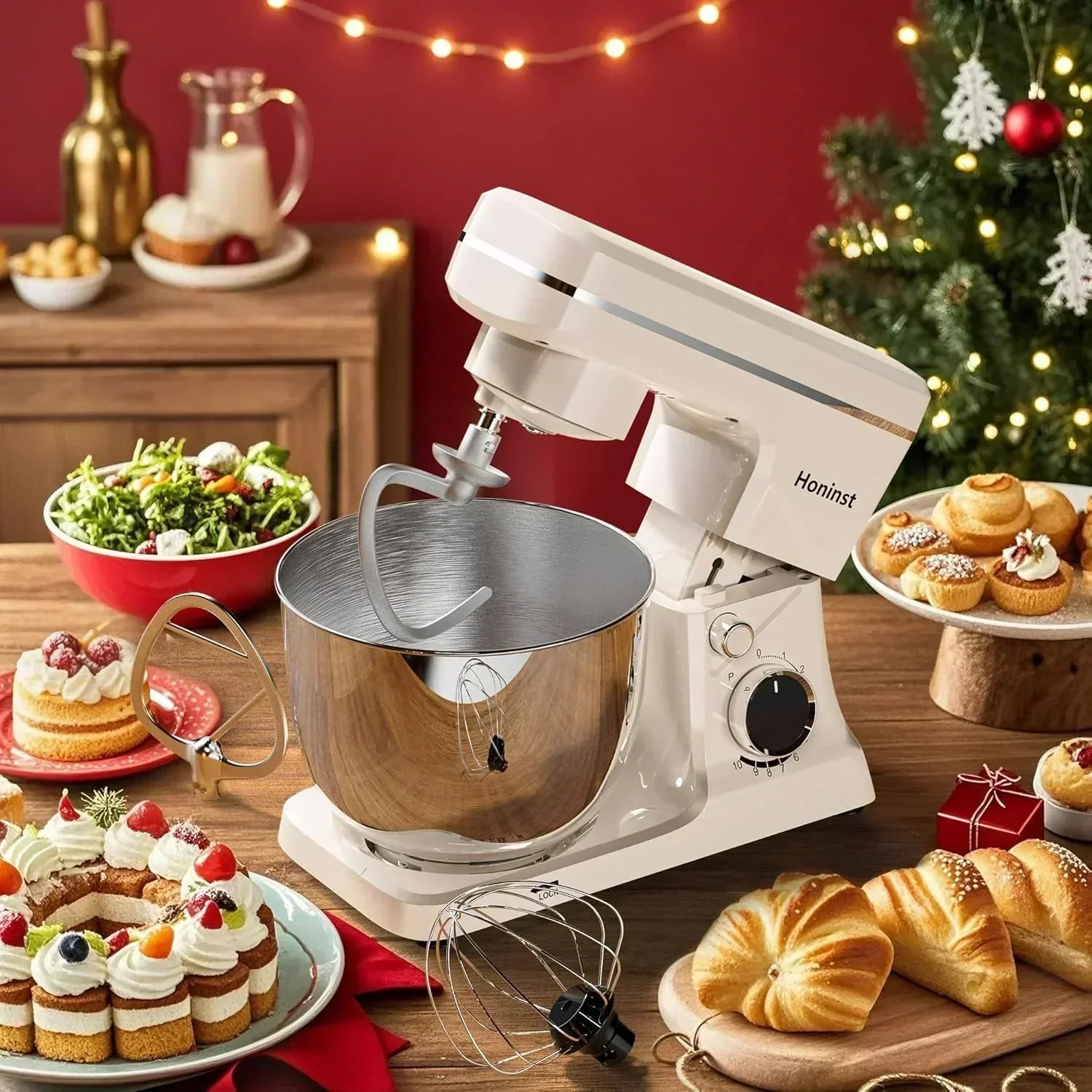 10-Speed Stand Mixer with 8-in-1 Splash Guard Tilt Head 6-Quart Stainless Steel Bowl