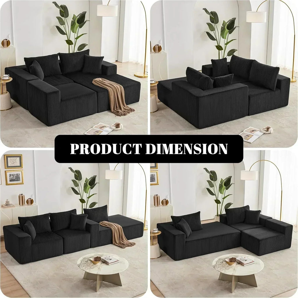 108-inch modular sofa cloud modular sofa with deep seat and reclining chair upholstered sofa