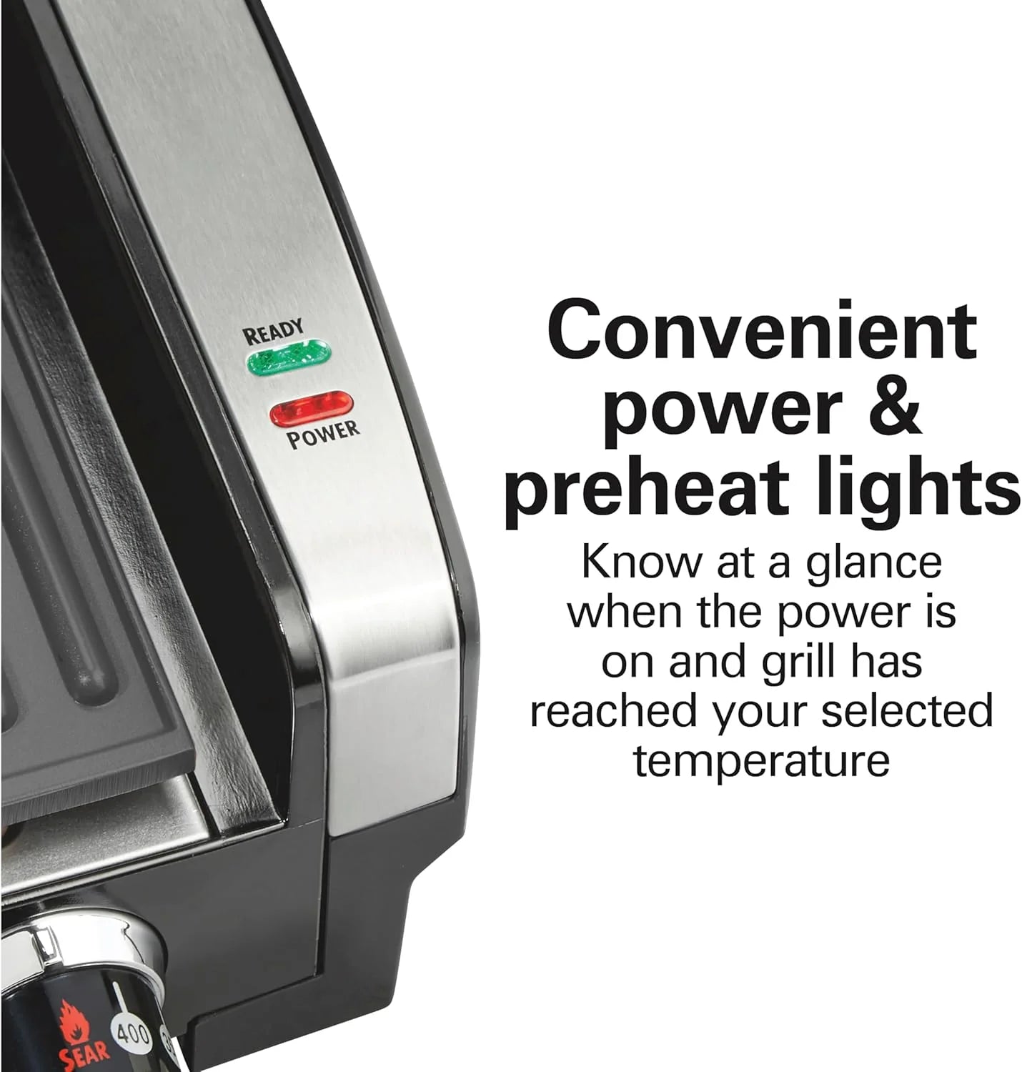 Indoor electric grill with viewing window, adjustable to 450��F, serves 6 people